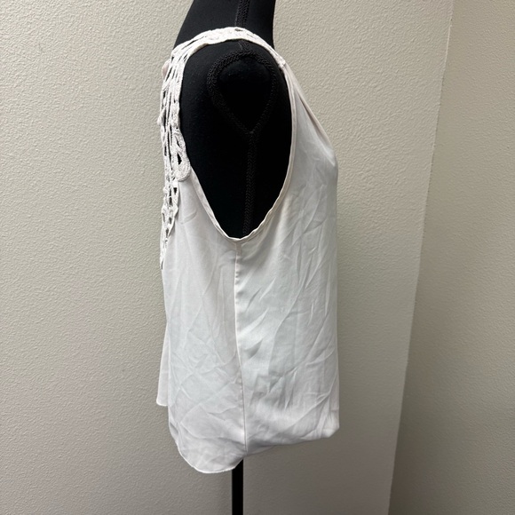 Ktoo Cream Lace Overlay Tank Boho Crochet Sleeveless Blouse Romantic Top - Picture 5 of 7
